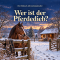 Titelbild „Wer ist der Pferdedieb?“: Adagio am verschneiten Reiterhof – KI-generierte Illustration.